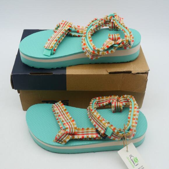 Teva Other - NEW Teva Girl's  Kids 1  Midform Fray Sandals  Frazier Cascade Green Blue